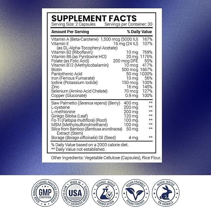 Research Verified Hair Growth Support - with Biotin, DHT Blockers & Vitamins - Hair Growth and Hair Loss Prevention - 360 Capsules - 6 Month Supply