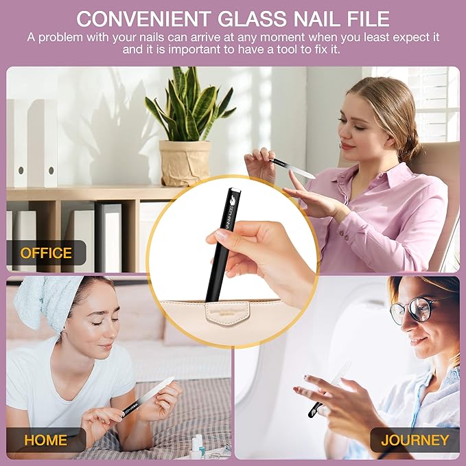 1 Pack Glass Nail File for Unisex Ultra Quality, Portable Crystal Nail File with Case for Mani & Pedicure- Smooth Finish for Natural & Acrylic Nails