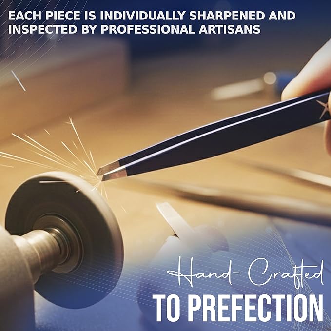 Stainless Steel Mini Slant Tweezer - Professional Precision Eyebrow Tweezers for Women & Men, Rust-Proof Travel Grooming Tool for Facial Hair Removal, Chin Hair & Ingrowns (Midnight Blue)