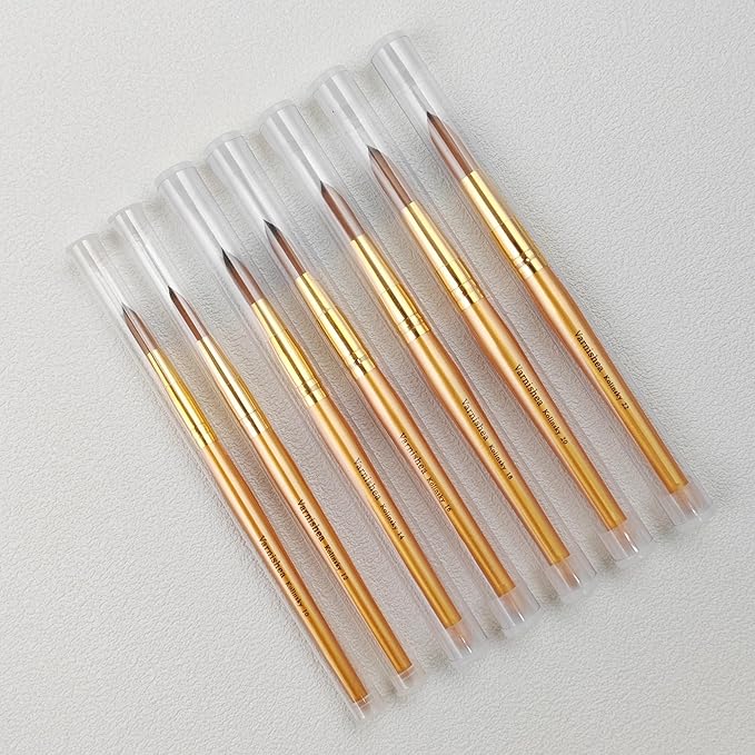Kolinsky Acrylic Nail Brush Golded Solid Wood Handle Professional Manicure Brushes for Powder Nail Acrylic Application - Salon & DIY Nail Art Essentials - Size 18, 1.0 Count