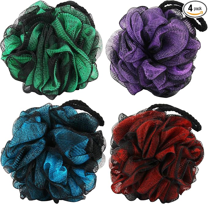 Chuya 4 Pack Shower Loofahs Sponges 70g Large,Bath Sponge Loofah Body Scrubber Balls for Family Washing