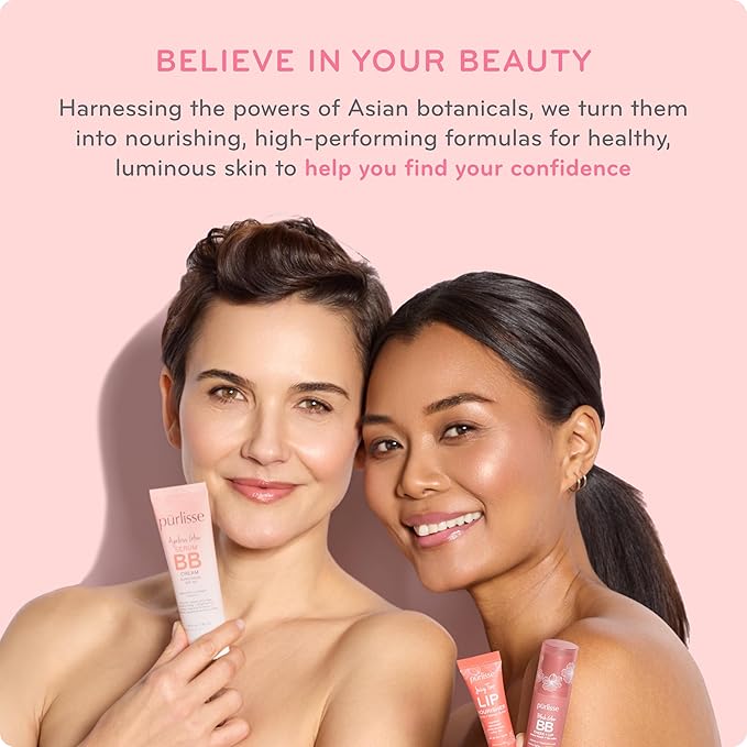 pūrlisse Ageless Glow Serum BB Cream SPF 40 - Glow BB Cream with SPF Enriched with Bakuchiol & Vitamin C to Help Improve Firmness & Reduce Wrinkles for Dewy Skin - Light Warm (1.4 oz)