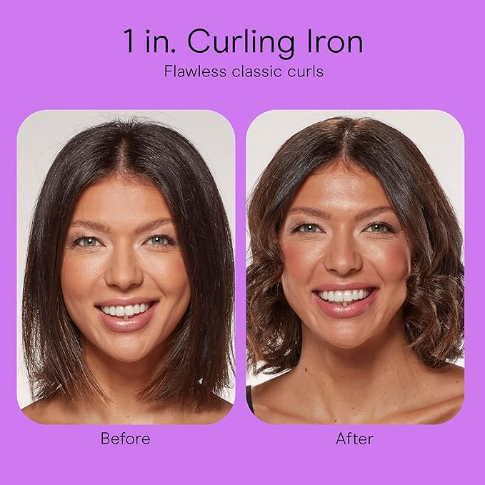 Conair Double Ceramic 1-Inch Curling Iron, 1-Inch Barrel Creates Classic Curls, Hair Curler for Use on Short, Medium, & Long Hair, White/Rose Gold