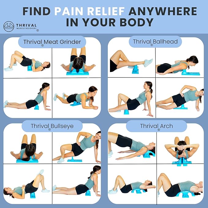 Thrival Relief Pro- Fully Adjustable Psoas, Back and Hip Flexor Muscle Release Tool for Deep Tissue, Trigger Point Massage (Blue) – Made in USA