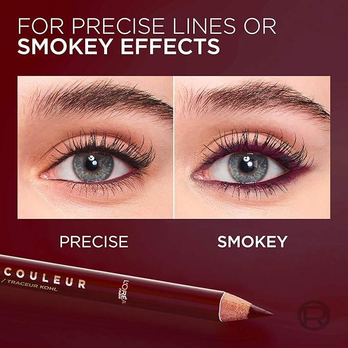 L'Oreal Paris Haute Couleur Kohl Eyeliner Pencil, Intense Eye Liner Color with Smooth Gel-Like Formula, Up To 12HR Eye Makeup Wear, 150 Burgundy Cashmere