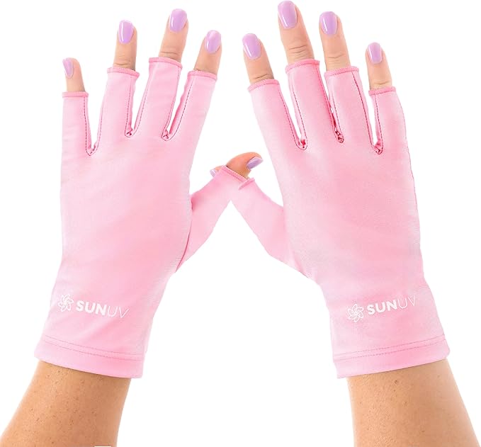 SUNUV LED Gloves for Gel Nails, UPF 50+ Anti UV Gloves for Gel Nail Lamp, Professional UV Gloves for Nail Techs
