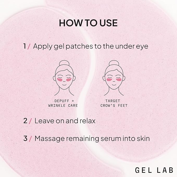 Gel Lab RENEW Retinol & Collagen Under Eye Patches - Korean Skincare Hydrating Eye Mask for Fine Lines, Wrinkles, Firming, Brightening - 60 Patches