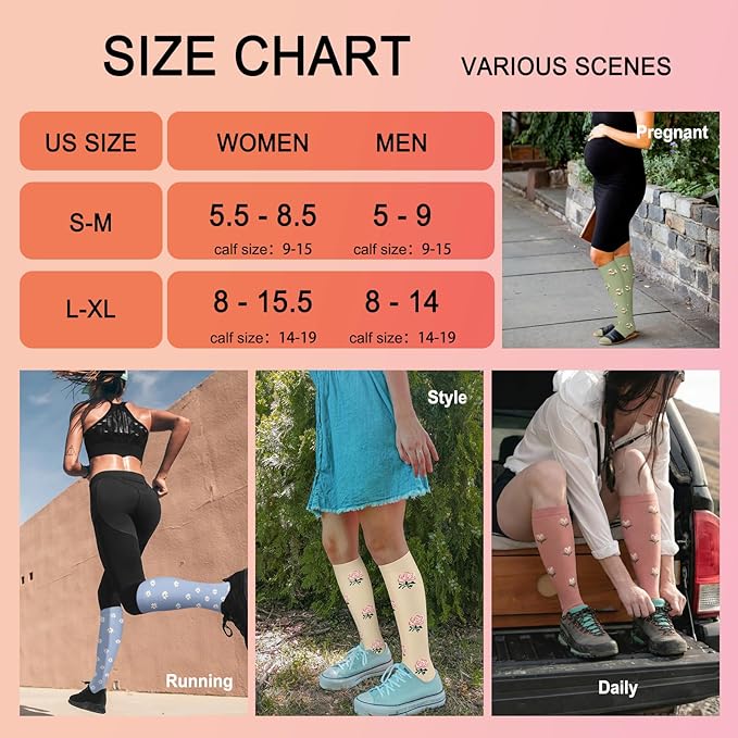 Iseasoo 4 Pairs Compression Socks for Women Circulation-Best Support for Nurses,Running,Athletic,Travel