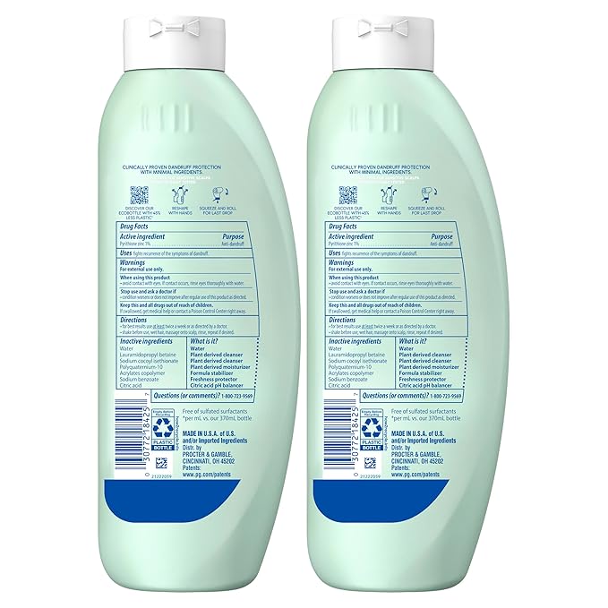 Head & Shoulders Anti-Dandruff Shampoo, BARE Sensitive Scalp Care Twin Pack, with 1% Pyrithione Zinc, Fragrance-Free, Free of Sulfates, Silicones, Gentle, 13.5 fl oz Each