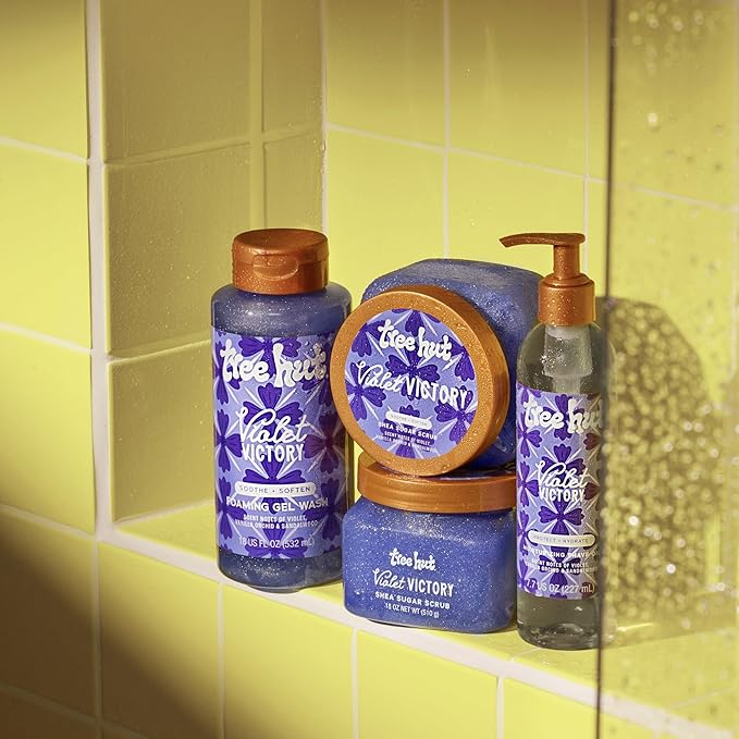 Tree Hut Violet Victory Foaming Gel Wash, Hydrating & Moisturizing Body Wash with Shea Butter & Natural Oils, Gentle Cleansing for Soft & Smooth Skin, Body Cleanser for Self-Care, 18 oz
