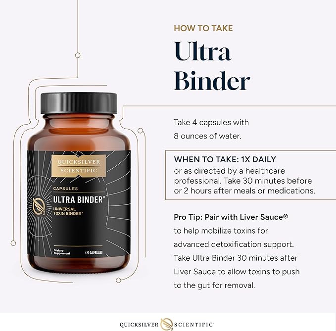 Quicksilver Scientific Ultra Binder - Multi Toxin Binder with Bentonite Clay Powder, Zeolite Detox & Charcoal - Supplement for Gut Support & The Body's Toxin Removal Process (120 Capsules)