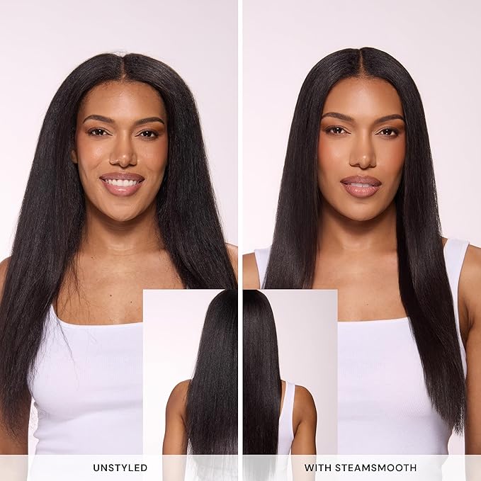 L'ANGE HAIR SteamSmooth Steam Smoothing Comb | Coconut Oil–Infused Steam Brush for Sleek, Shiny Results | Negative Ion Frizz Control | Hydrates & Straightens Hair | (Blush)