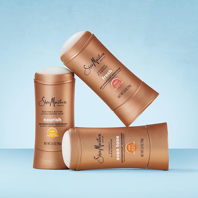 SheaMoisture Antiperspirant Deodorant Stick Fresh Coconut & Hibiscus 2 Count for 48HR Sweat & Odor Protection with No Parabens & No Mineral Oil 2.6 oz