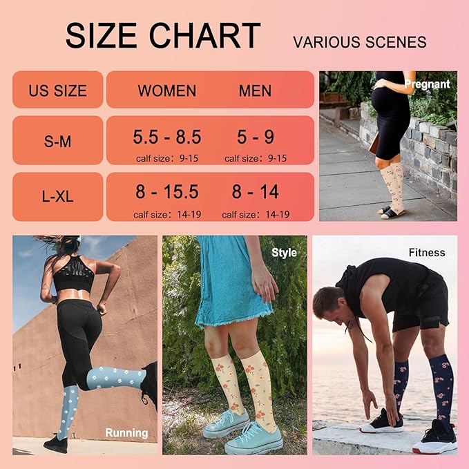 Iseasoo 4 Pairs Compression Socks for Women Circulation-Best Support for Nurses,Running,Athletic,Travel