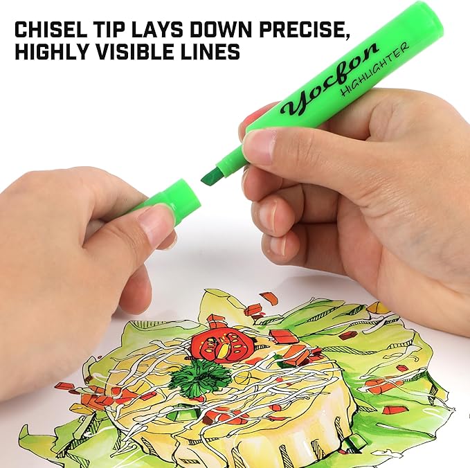 Yocfon Highlighters 90 Pack, Chisel Tip, Tank Style Highlighters Assorted Fluorescent Colors, 6 Bright Colors Highlighter Markers for Coloring, Highlighting as School Supplies