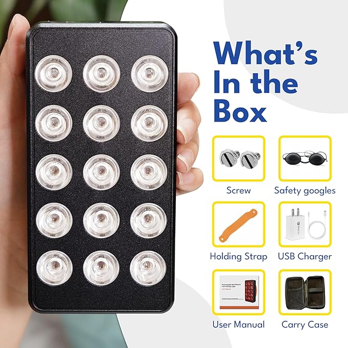 Red Light Therapy - 660nm 850nm Near Infrared Light Therapy Panel, Maximum Output Lamp 15 Dual Chip LED Device for Full Face Body Skin Health, Sleep, Muscle Recovery Sleep Wellness Handheld FX35