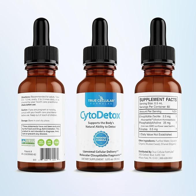 CytoDetox Liposomal Zeolite Clinoptilolite with Fulvates - Supports Cellular Detox & Natural Toxin Removal - Gentle Detoxifier and Binder - 1 oz Bottle