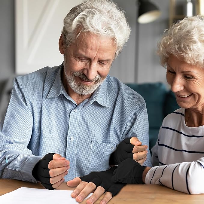 3 Pairs Elderly Skin Thin Protector Gloves Tone Fingerless Gloves Bruise Abrasion Protective to Cover Bruising