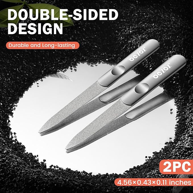 BEZOX Metal Nail File – Durable, Double-Sided Precision Fingernail Files for Women, Stainless Steel Finger Nail Buffer for Smooth, Shiny, Salon-Worthy Nails