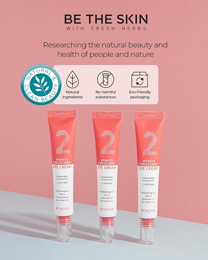 BE THE SKIN Vitavita Circle Zero Eye Cream - Radiance Dark Circle Under Eye Cream with Vitamin B, C, Niacinamide, 11 Peptides - Anti Aging, Wrinkle Reducer, 1.01oz.