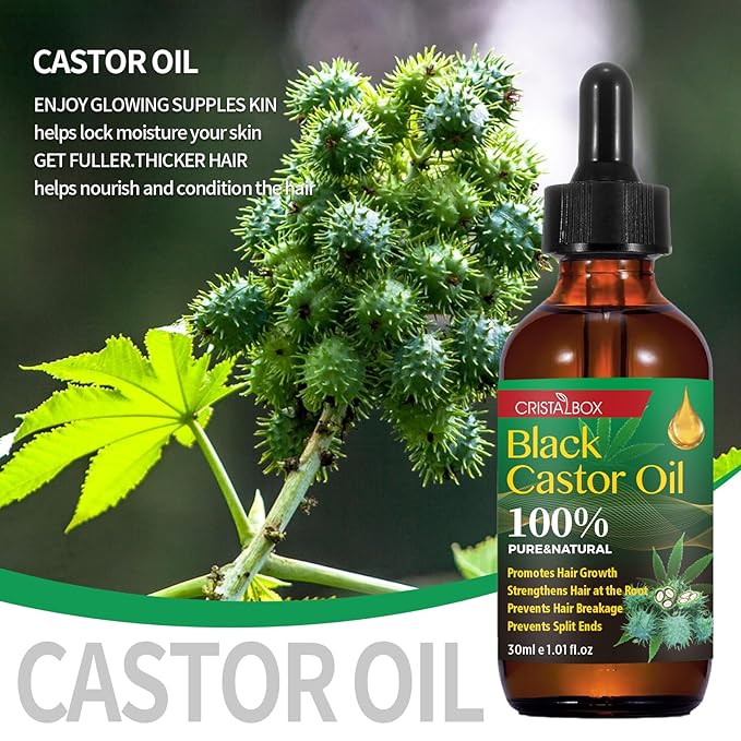 3 Pack Jamaican Black Castor Oil, Cold Pressed 100% Pure and Organic Castor Oils for Hair Growth, Eyelashes Care, Face Moisturizer,Skin Hydration, Eyebrows Nourishment, and Castor Oil Packs