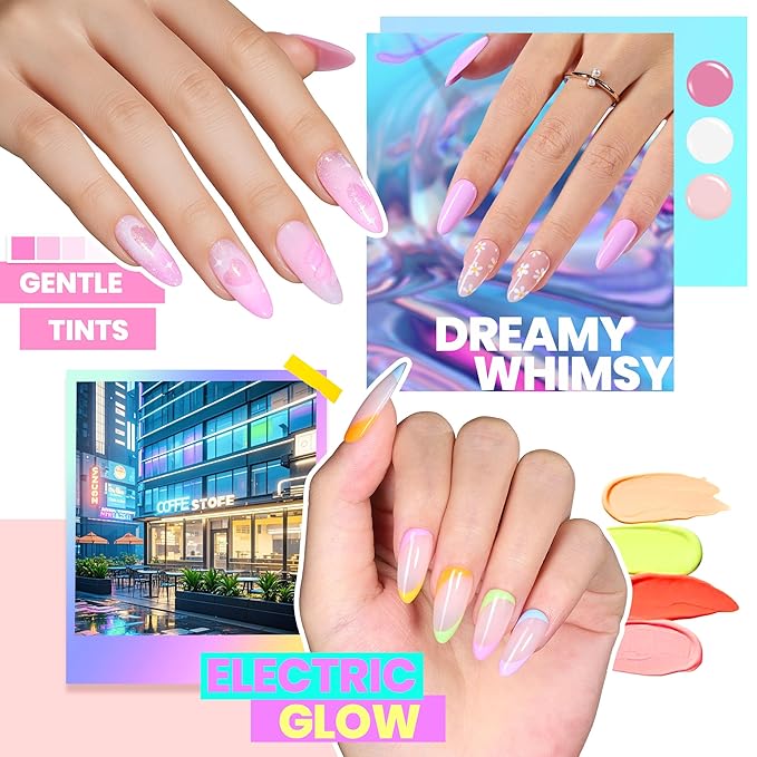 Beetles Gel Nail Polish Set - Chroma Dreams 100 Colors Polish Kit, Pink Blue Orange Purple Gel Nail Colors, with 5Pcs Base Top Coat Soak off UV Gel