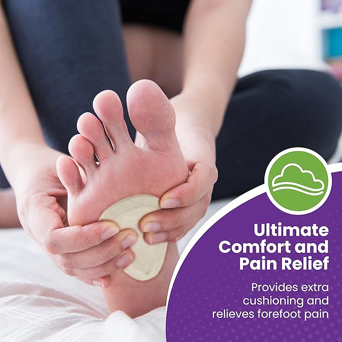 Metatarsal Felt Foot Pad Skived Cut (1/4" Thick) - Made in USA - Felt Metatarsal Pads for Women and Men - Ball of Foot Cushion - 6 Pairs (12 Pieces)