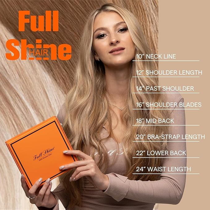 Full Shine 16Inch Tape in Hair Extensions Seamless Straight Tape in Extensions Ombre Human Hair Extensions 50G 20Pcs Color 10 Golden Brown to 14 Dark Blonde Real Remy Human Hair Extension for Wedding