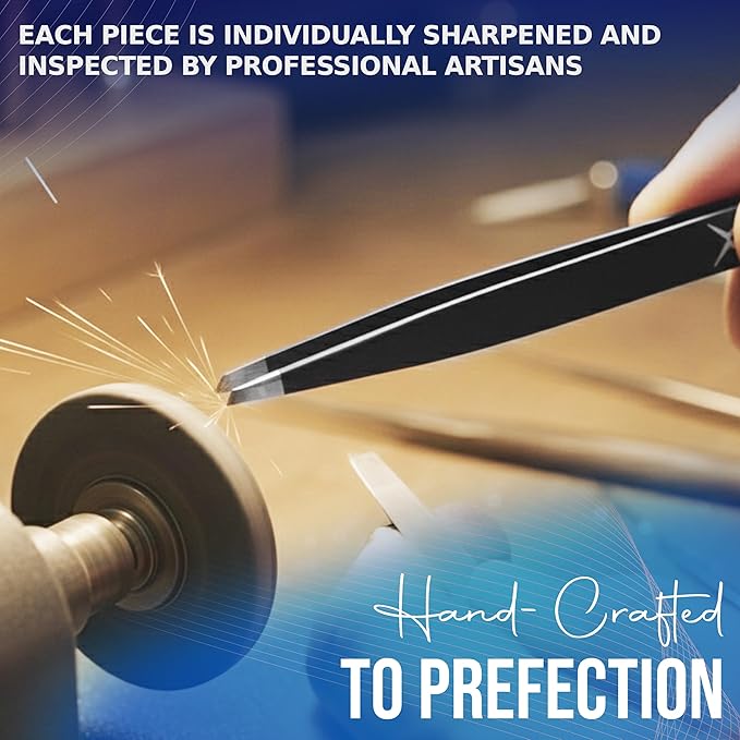 Stainless Steel Mini Slant Tweezer - Professional Precision Eyebrow Tweezers for Women & Men, Rust-Proof Travel Grooming Tool for Facial Hair Removal, Chin Hair & Ingrowns (Matt Black)