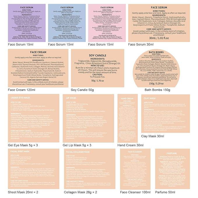 33 pcs Valentines Day Gifts for Women, Orange Facial Kit, Skin Care Gift Set, Self-Care Kit, Spa & Bath & Body Basket Gift, Beauty Bag, Face Gel Mask, Pampering Kit, Birthday Gift, Mother Day