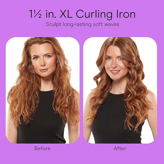 Conair Double Ceramic 1 ½-Inch Long Barrel Curling Iron, 1 ½-Inch Barrel Creates Soft Waves, Hair Waver for Use on Medium & Long Hair, White/Rose Gold