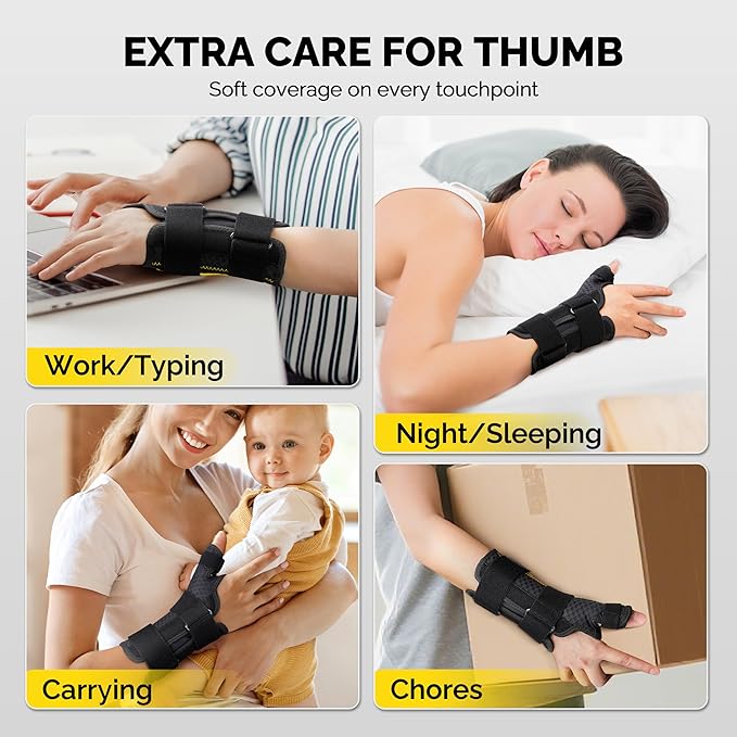 FEATOL Thumb Brace Left Hand - Ergonomic Support for Trigger Thumb, De Quervain's Tenosynovitis, Lightweight Wrist Brace for Carpal Tunnel, Size L/XL, 6.6"-9"