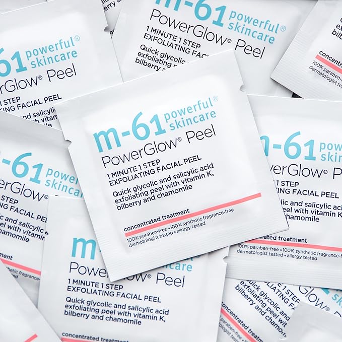 m-61 PowerGlow Peel | Exfoliating Facial Peel With Glycolic, Salicylic Acid. 1 Minute, 1 Step - 10 Treatments