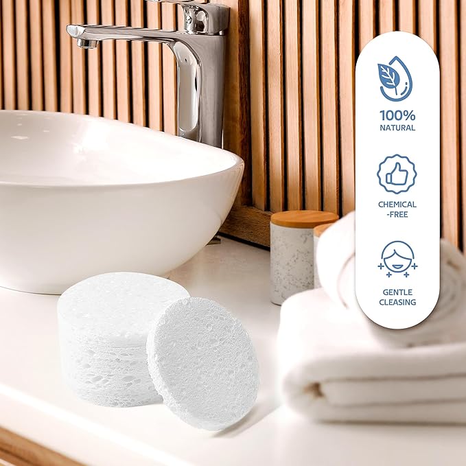 GAINWELL 100PCS Compressed Facial Sponges, Cleansing, for Personal Spa Esthetician Use, White