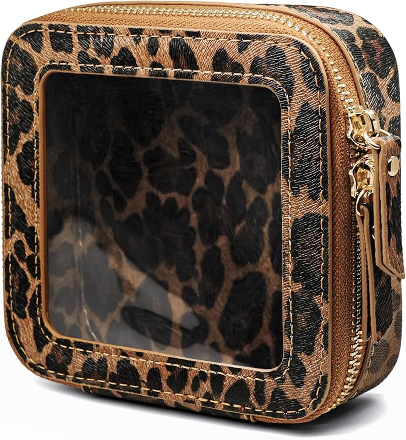 Popvibe Clear Makeup Bag Travel Cosmetic Case Transparent Toiletry Bag with Zipper, Portable Make Up Organizer Traveling Compact Car Bag for Essentials