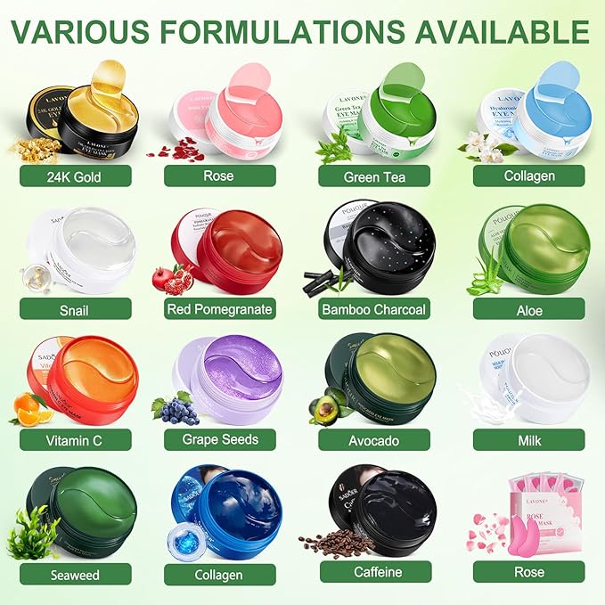 LAVONE Eye Mask - 30 Pairs Aloe Under Eye Patches Skin Care Products - Eye Masks Skincare for Dark Circles and Puffiness, Reduce Wrinkles, Eye Bags and Fine Lines, for Women and Man