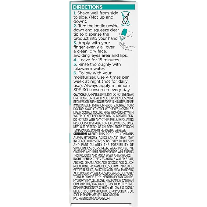 L'Oreal Paris Bright Reveal Dark Spot Exfoliant Peel, 25% AHA BHA PHA Face Exfoliator Solution, Gentle Skincare to Visibly Reduce Dark Spots and Renew Skin Texture, Includes SPF Lotion Sample