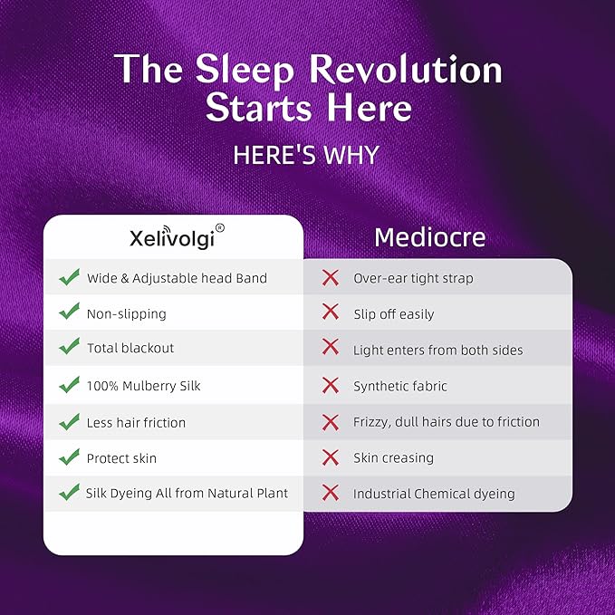 Silk Sleep Mask for Women and Men, Side Sleeper, 22 Momme Pure Mulberry Silk Total Blackout 100% Mulberry Eye Mask with Adjustable Headband Full Size, Eye Masks for Sleeping and Travel