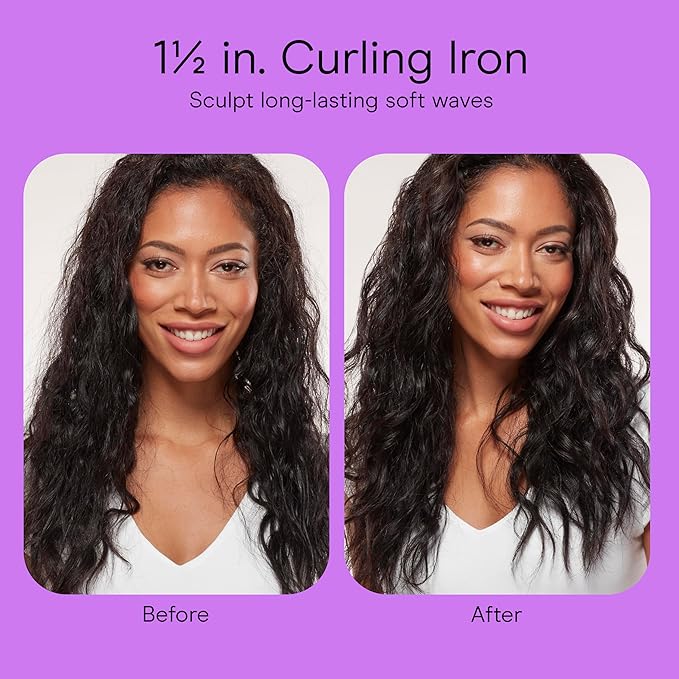 Conair Double Ceramic 1 ½-Inch Curling Iron, 1 ½-Inch Barrel Creates Soft Waves & Curls, Hair Curler for Use on Medium & Long Hair, White/Rose Gold