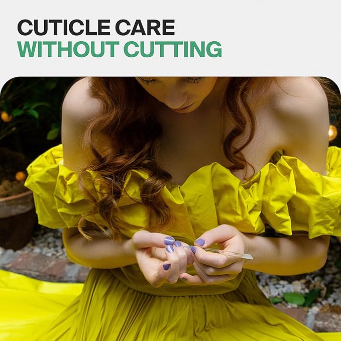 GERMANIKURE Grey Glass Cuticle Stick in Suede Sleeve - Ethically Made in Czech Republic - Cuticle Pusher & Remover, Callous & Dry Skin Fingertip File, Nail Shaper