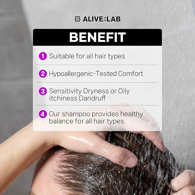 ALIVELAB O2 Scalp Water Shampoo for Sensitive Scalp, Itchy, Anti Dandruff, Deep Cleansing and Soothing, Hair Care, Scalp cleanser, Water Type, Liquid shampoo, Silicone-Free 22 fl oz
