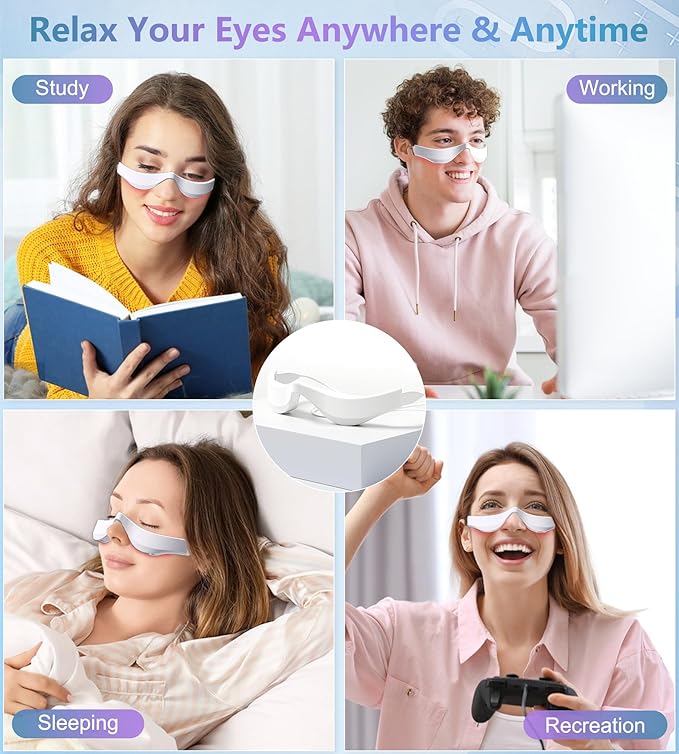 Under-Eye Red Light Therapy Glasses, Rechargeable Therapy Device Microcurrent Eye Massager, Botanique Paris Eyes Bag Remover for Dark Circles, Eye Bags & Wrinkles