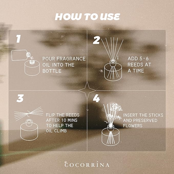 COCORRÍNA Refill - Sandalwood Rose 6.7 Fl.oz Reed Diffuser Refill with 8 Sticks