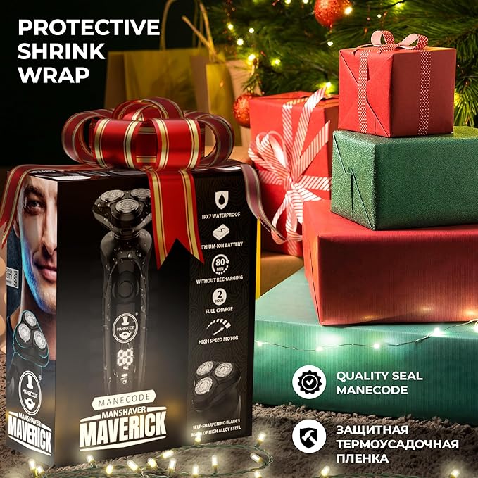 MANECODE® Electric Razor for Men - Shaver with Floating 8 Contouring Technology® IQ Cleaning Sensor® (Charging Station)