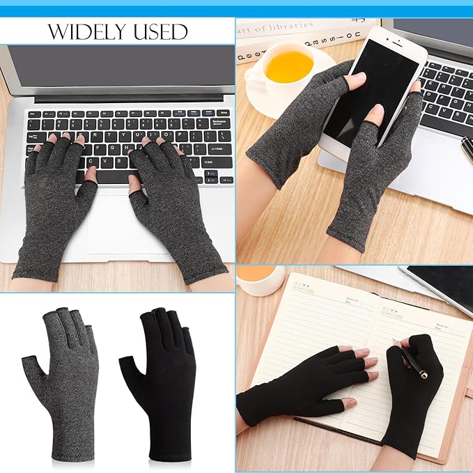 Panitay 4 Pairs Kids Compression Gloves Fingerless Arthritis Gloves Kids Compression Hand Cover for Boys Girls Carpal Tunnel
