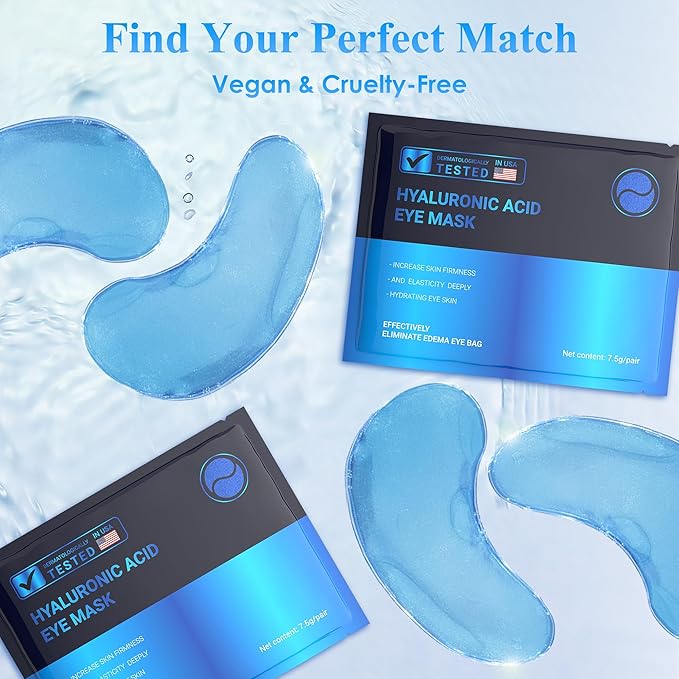 Under Eye Patches (30 Pairs), Under Eye Mask for Puffy Eyes and Dark Circles, Eye Masks with Collagen, Relieves Pressure and Reduces Wrinkles, Revitalises and Refreshes Your Skin, Hyaluronic Acid