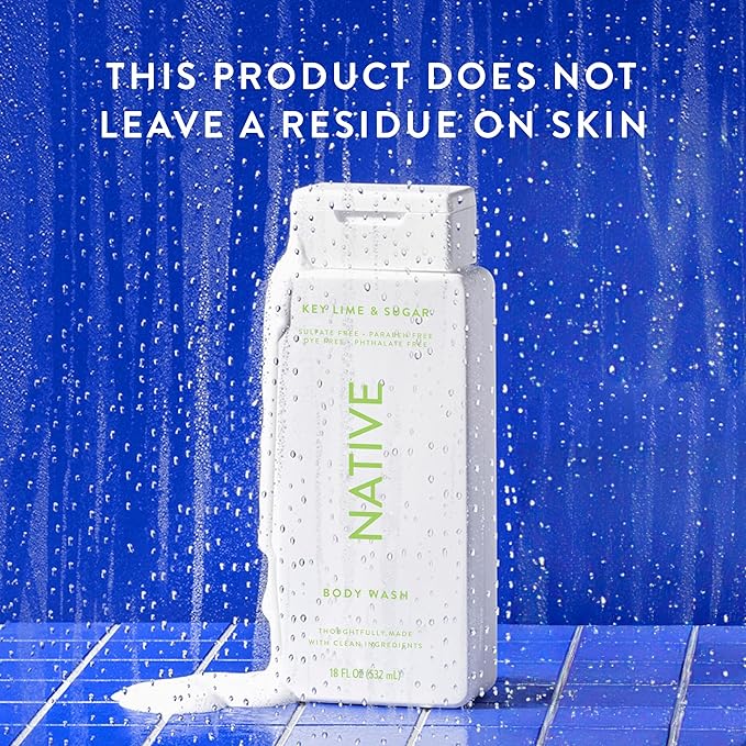 Native Body Wash Contains Naturally Derived Ingredients | For Women & Men, Sulfate, Paraben, & Dye Free Leaving Skin Soft and Hydrating | Key Lime & Sugar 18 oz