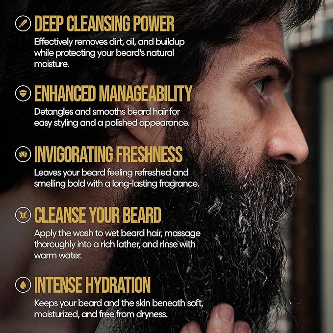 The Beard Struggle - Radiance Beard Wash & Conditioner Bundle - Silver Collection - Pack of 2, Alfheim's Forests - Nourish, Cleanse, Softens, & Strengthens Beard - Beard Wash and Conditioner for Men