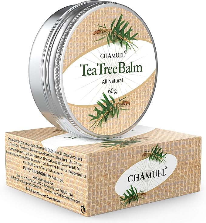Chamuel Tea Tree Oil Balm – All Natural | Great Cream for Soothing Eczema, Cracked Foot, Rashes, Jock Itch, Bug Bites, Folliculitis, Acne, Itchy Skin, Psoriasis - Women & Men, 2.11 Ounce (Pack of 3)