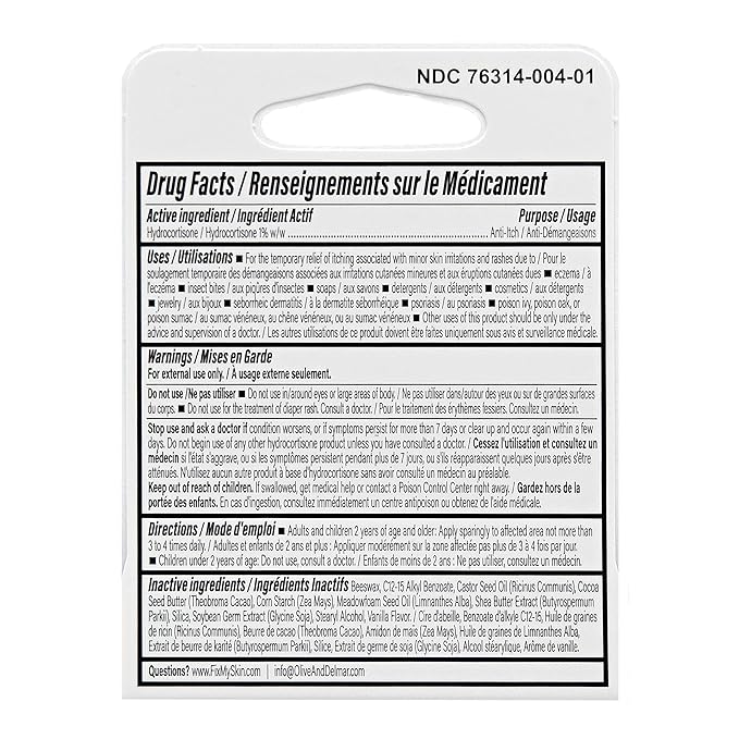 FixMySkin 1% Hydrocortisone Healing Lip Balm, Vanilla – Soothes Dry, Cracked & Irritated Lips, Relieves Chapped Lips, Cold Sores & Eczema, Dermatologist Developed, Travel-Friendly Tube, 0.15 oz